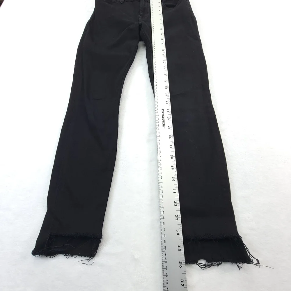 7 For All Mankind Womens Gwenevere Ankle Skinny Jeans Raw Hem Black Size 25 - Picture 5 of 10